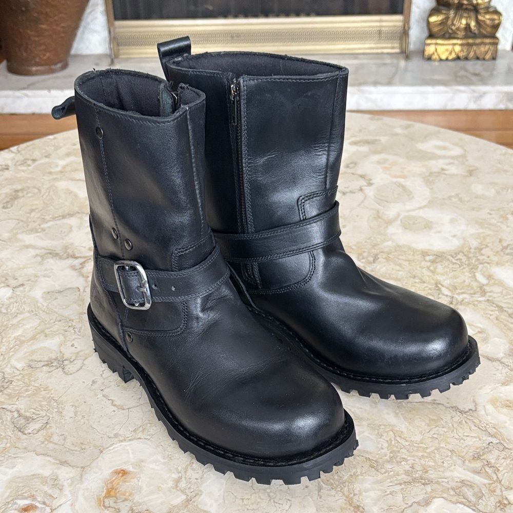 West Coast Leather Black Leather Moto Boots – Men’s 9 US / EU 42.5